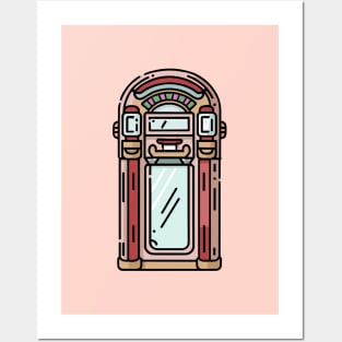 Line art of a Jukebox Posters and Art